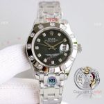 Swiss Replica Rolex Datejust Pearlmaster 81319 Watch Black Mother-Of-Pearl Stainless Steel 34mm